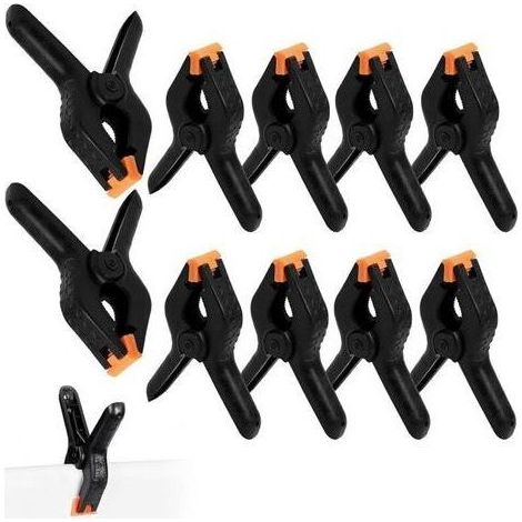 10 Pièces Pinces à Ressort de 4 Pouces, Pinces Multifonctionnelles en Nylon Noir pour Travaux de Bois, Photographie, Arrière-plans, Jardinage, Terrasse et Artisanat (1/5)