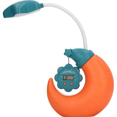 Lampe de bureau avec porte-stylo, rechargeable par USB, protection des yeux, lampe de table LED avec miroir et horloge électronique pour enfants, orange (1/5)