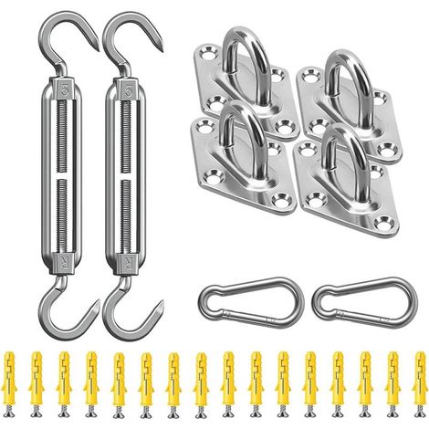 Kit de Fixation Voile d'Ombrage Acier Inoxydable 304 - Kit Accessoires pour Installation de Voiles Triangulaires et Rectangulaires, Jardin Terrasse Protection Solaire (1/5)