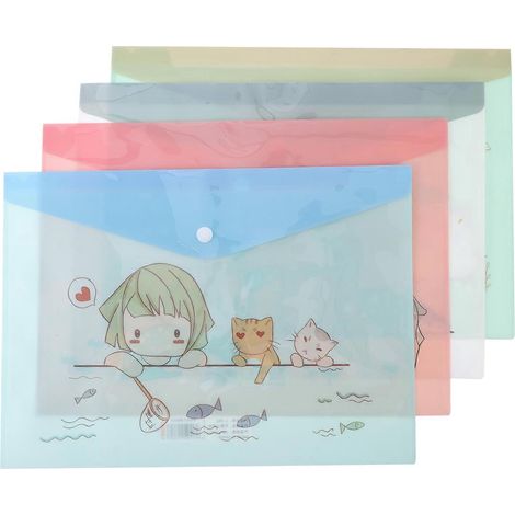 Lot de 16 pochettes de rangement pour documents A4 à motifs de dessins animés.-31.00X23.00X0.30CM-Random Color (1/5)