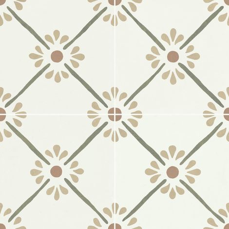 Carrelage effet Carreau ciment Luneria Vert 22,3x22,3x0,9 cm Proviel - Sol et mur intérieur (vendu par carton de 0,65 m²) - RO'MA CARRELAGE