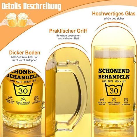 Verre à bière cadeau 30e anniversaire, tasse à bière pour hommes et femmes, chope à bière anniversaire 30 30 tasses MUG (1/5)