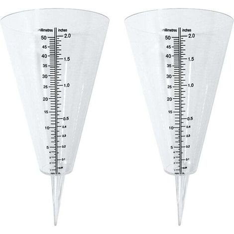 Pluviomètre, pluviometre Exterieur, 2 pluviomètres à cône Transparent avec Double échelle pour la Surveillance des précipitations dans Les Jardins, à lextérieur et sur Les balcons (1/5)