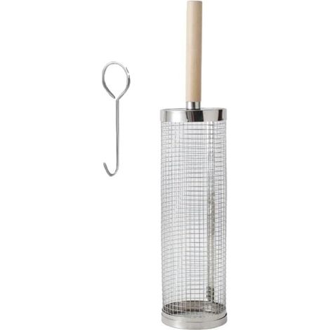 Panier de barbecue roulant, grille de barbecue, accessoires de cuisine en plein air, panier cylindrique épais pour barbecue (S) (1/5)