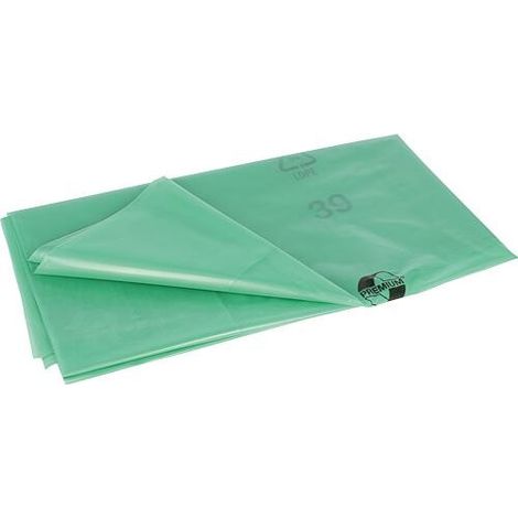Sacs poubelle en LDPE recyclé pour conteneur 120 l, 950 x 1200 mm vert transparent, UE 200 pièces
