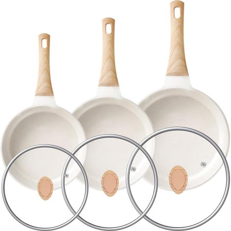 Set de 3 poêles antiadhésives avec couvercles, induction, 20/24/28cm (1/5)