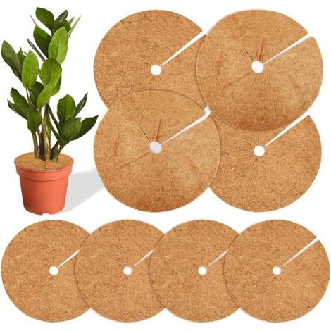 8 pièces disque paillage coco, 20 cm et 30 cm, découpables, protection racines, pour jardin intérieur extérieur