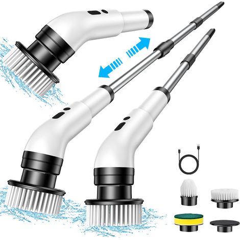 Ensemble de 6 brosses de nettoyage électriques - Outil de nettoyage automatique portatif sans fil, brosse multifonctionnelle pour salle de bain, cuisine, sols et carrelages (1/5)