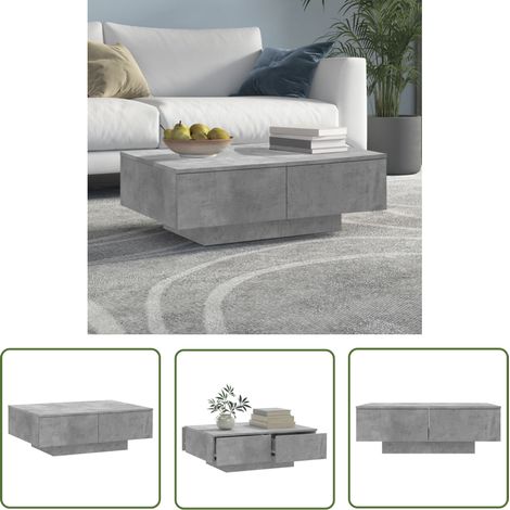 The Living Store Couchtisch Betongrau 90x60x31 cm Holzwerkstoff - Couchtisch - Wohnzimmerstil - Betonoptik - Holzmöbel - Beistelltisch (1/5)