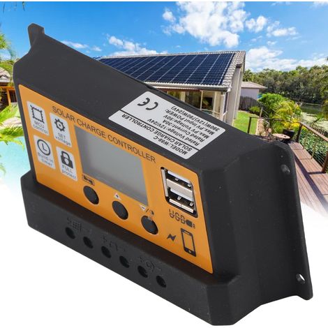 WBL1210 Intelligenter Solarladeregler (schwarzes Gehäuse, orange Oberfläche, 12V/24V, zwei USB-Anschlüsse, PWM-Lade-/Entladefunktion, 30A) (1/5)