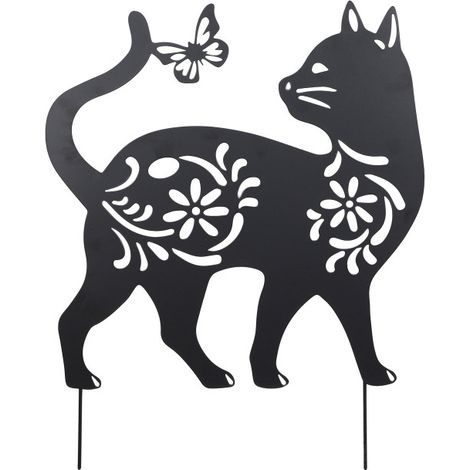 Décoration de Jardin Chat en Métal Noir à Planter 52 x 65 cm - Livraison gratuite