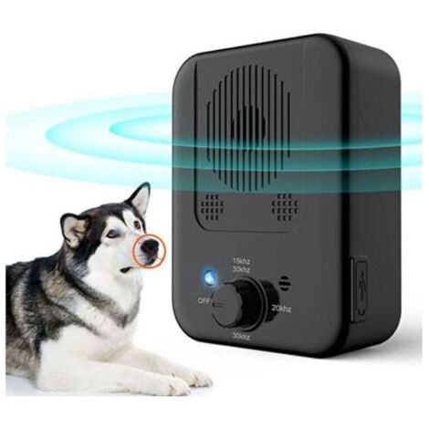 Dispositif anti-aboiement - 3 fréquences pour chien - 33 pieds dissuasif à ultrasons - Rechargeable pour animal de compagnie doux pour chien - Outil d'entraînement pour grands petits chiens (1/5)