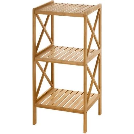 Étagère de rangement - JUANIO - 3 tablettes - Bambou naturel - 37x33x85 cm - Sans produits chimiques (1/4)