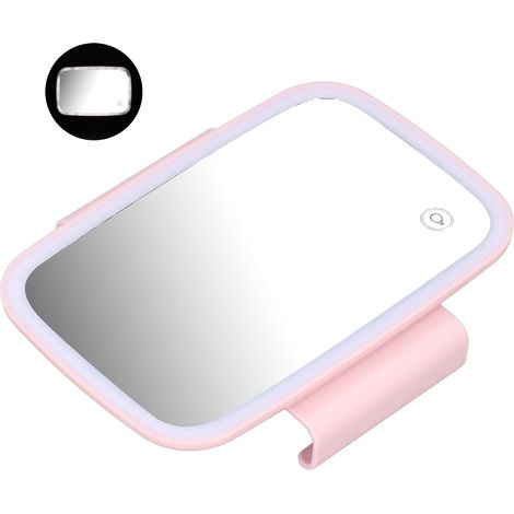Pare-soleil pour miroir de courtoisie de voiture, éclairage LED, écran tactile, avec clip arrière rétractable, rose (1/5)