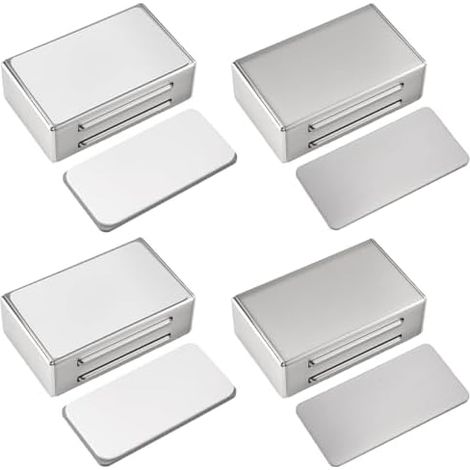 4 Aimant Porte Placard avec Autocollant, Puissant Fermeture de Meuble pour Armoire, Aimants D'armoire Loquet Porte, Magnétique Fermetures Cuisine, Salle Bain, Placard, Armoire - (1/5)