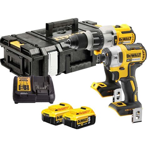 DeWALT DCK276P2 Cordless Brushless 18V Twin Kit Combi Drill & Impact Driver With 2x5Ah Batts, Charger And Case (1/5)