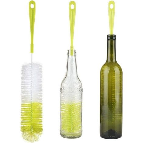 Lot de 3 brosses de nettoyage longues et étroites pour bouteilles, bière, vin, gourdes Hydroflask, Thermos, S’Well, nettoyeur de récipients de brassage (1/5)