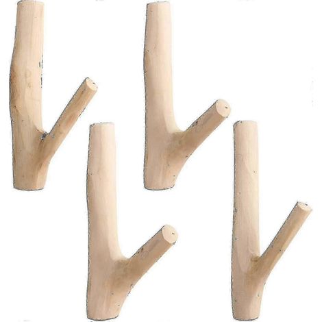 crochets muraux en bois naturel pour suspendre manteaux, chapeaux, sacs et serviettes (largeur 2-3 cm) - Solution de rangement robuste et élégante pour la maison (1/5)