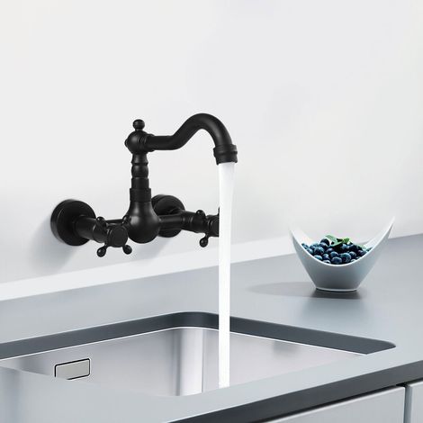 Antiker Küchenwasserhahn für die Wandmontage mit doppelter Temperaturregelung Spülbeckenarmatur (1/5)