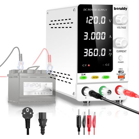 Alimentation de Laboratoire 120V 3A,Encodeur et Affichage LED à 4 Chiffres Alimentation Stabilisée Réglable pour Chargement de Batterie 1V100V avec Interrupteur de Sortie Détection de Charge (1/5)