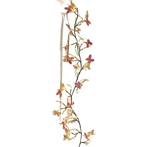 Guirlande lumineuse en osier en forme de papillon, 30 perles LED, 1,5 mètre de long, 8 modes d'éclairage (lumière chaude). (1/5)