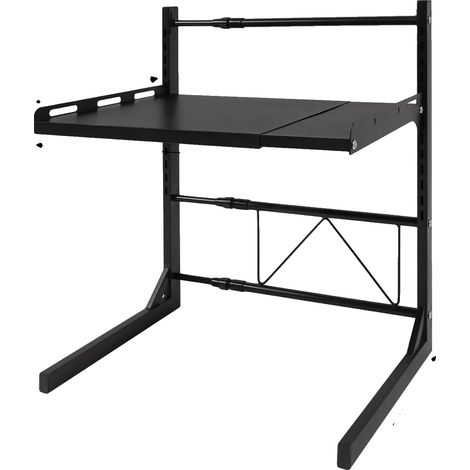 Mikrowellenregal, doppelt, höhen- und längenverstellbar, schwarz (1/2)
