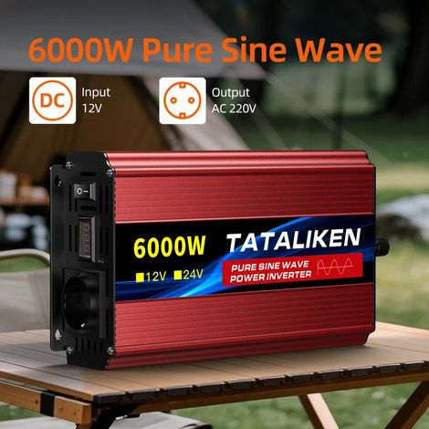 TATALIKEN 6000W Reiner Sinuswellen‑Wechselrichter, 12V auf 220V, Stromumwandler für Wohnmobil‑Camping und Fahrzeuge (1/5)