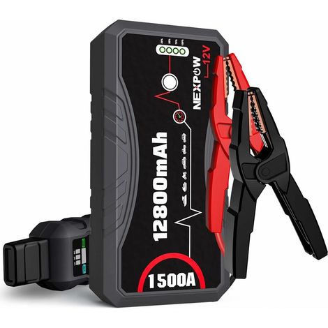 Car Jump Starter, 1500A Peak 12800mAh Q10S Battery Jump Starter (Up to 7.0L Gas and 5.5L Diesel Engine)Lithium Jump Starter Box with LED Light/USB QC3.012V Auto Battery Booster