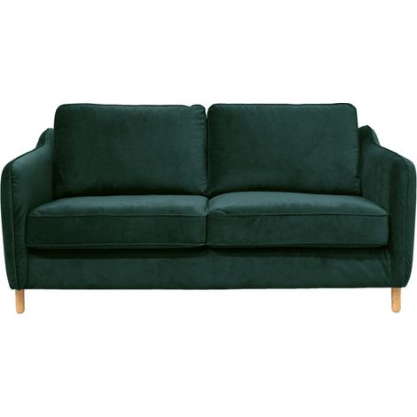 Canapé convertible ouverture express 2 places en velours - vert eucalyptus - VORNAY (1/5)