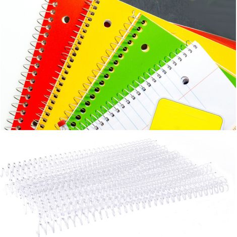 20 anneaux de reliure en plastique à ressort avec 30 trous chacun, adaptés au papier A4, transparents de 13 mm. (1/3)