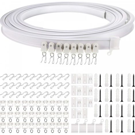 support de tringle à rideau flexible et tringle de fenêtre incurvée (blanc avec crochet argenté) (1/5)