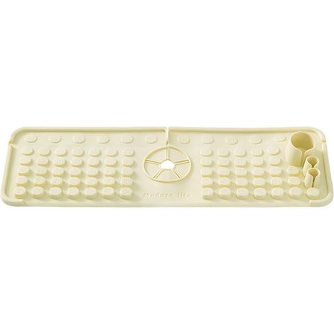 Spritzschutz für Küchenspüle, Waschbecken-Wasserhahnmatte, Abflussmatte, Wasserhahngriff-Ablaufschale für Küche, Badezimmer – Beige
