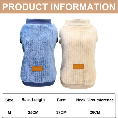 Set di 2 capi di abbigliamento per cani, morbidi e caldi maglioncini in peluche per cuccioli e gatti (blu + kaki) (1/3)