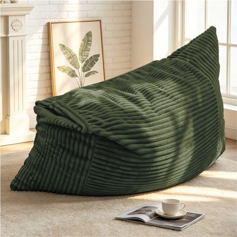 Pouf modulable surdimensionné 180x125cm convertible confort pour détente individuelle et réunions familiales dans le salon, vert