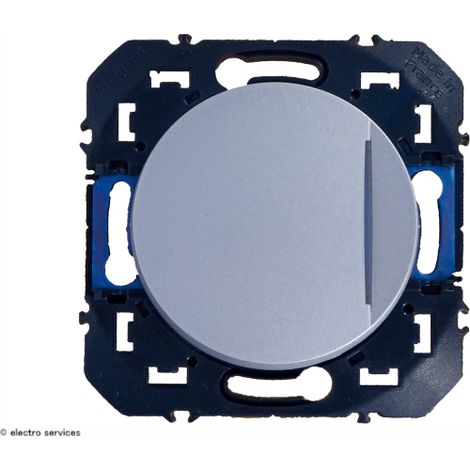 Legrand – Interrupteur va-et-vient avec voyant témoin 10AX 250V – Finition aluminium – Pour montage encastré ou en saillie – LEG600109