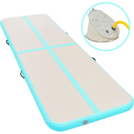 vidaXL Inflatable Gymnastics Mat with Pump 500x100x10 cm PVC Green