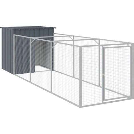 Cuccia per cani con cortile 110 x 405 x 110 cm antracite 020043465