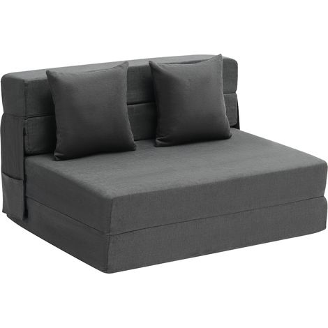 VEVOR Divano Letto Pieghevole con 2 Cuscini e Fodera Lavabile, Poltrona Letto Trasformabile in Memory Foam ad Alta Densita 25D, Divano Futon per Soggiorno, Camera da Letto, Grigio Scuro Singolo