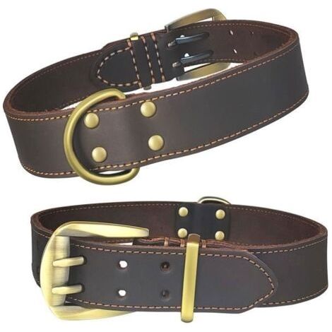 (xxl)Qianruida Collier pour Chien Cuir Véritable Colliers Réglables en Cuir - XXL (1/5)