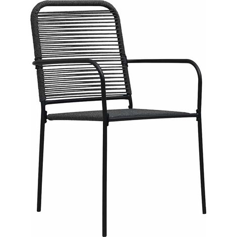 Maison Exclusive - Sedie da Giardino 4 pz in Corda di Cotone e Acciaio Nere (1/5)