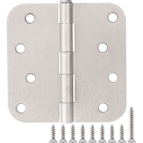 6 Pack Nickel Door Hinges Brushed Nickel 3 1/2 Interior Door Hinges Satin Nickel 3.5 inch with 5/8" Radius Corners 3 1/2" x 3 1/2" Silver Hardware Controls (1/5)