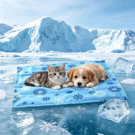 Kühlmatte für Hunde und Katzen, Kühlmatte aus Eisseide für Hunde, leicht faltbare Matratzenhalterung für Katzen und Welpen, hält Haustiere bei heißem Wetter angenehm kühl (1/5)