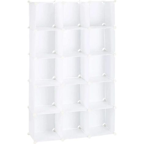 Armario armario con estantería cúbica 15 zapateros de plástico modular blanco 1300010752 (1/5)
