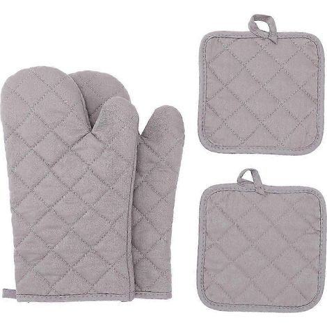 Gants de cuisine résistants à la chaleur, ensemble de 4 pièces, résistants aux hautes températures jusqu'à 500 °F, gants en coton de 12 pouces (1/5)