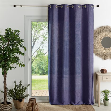 Rideau tamisant  -  - Effet tissé Bleu 140x260 cm (1/2)