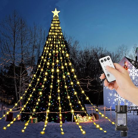 Vtizikl Guirlande Lumineuse Sapin de Noel Avec Etoile,3.85M Guirlandes Lumineuse Arbre Noel, Avec Télécommande, 8 Modes Exterieur Interieur Fenetre Mariage Soiree Sapin de Noel Decoration (1/5)