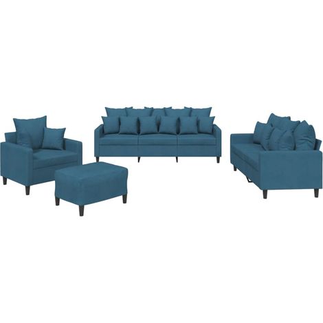 Maison Exclusive - Set di Divani 4 pz con Cuscini Blu in Velluto