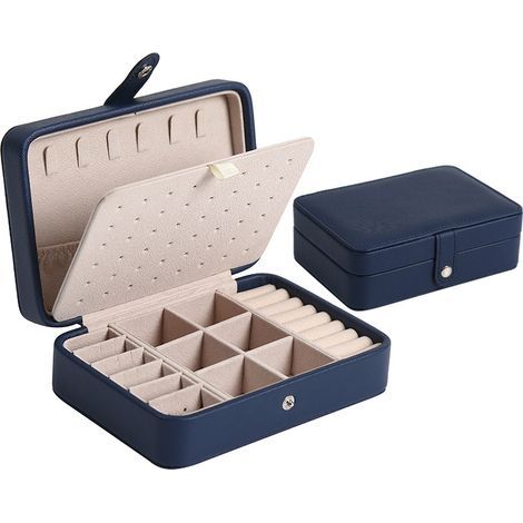 Joyero para mujer, joyero portátil desmontable de doble capa, ideal para guardar pendientes y pulseras, o como caja de regalo de viaje. (1/5)