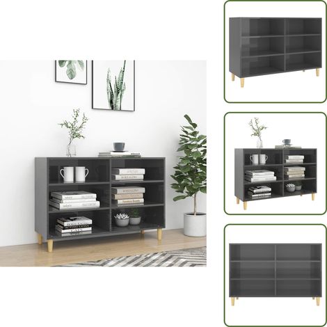 Buffet Gris brillant 103,5x35x70 cm bois d'ingénierie - Meuble De Rangement - Buffet - Bibliothèque - Rangement - Style Scandinave (1/5)