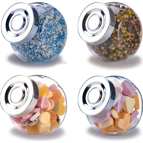 bocaux de rangement en verre avec couvercle ensemble de 4 bocaux en verre avec couvercle bocaux à épices bocaux à bonbons (1/5)